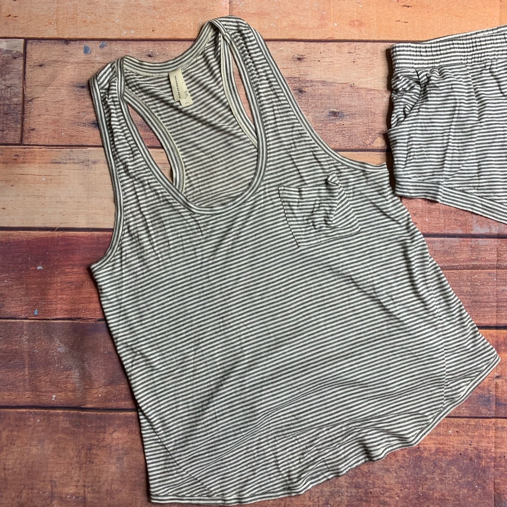 Maison Du Soir Pajama Set Heather Grey Striped - image 5